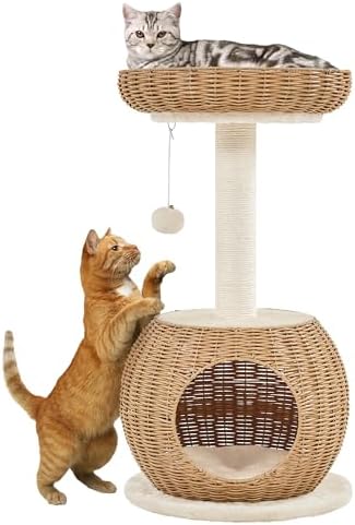 Yaheetech Kratzbaum Ratten Kletterbaum für große Katze, Stabiler Katzenkratzbaum mit Katzenhöhle Plüschball Katzenkorb Sisal Katzenmöbel 75 cm Beige  Amazon.de: Haustier