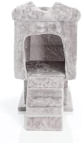 Fudajo Kratzbaum in Hellgrau 60 cm mit Katzenhaus, Katzenkratzbaum mit Plattform und Liege, Katzenbaum mit Spielball und Leiter, Katzenmöbel mit Sisal Amazon.de: Haustier – Bild 7