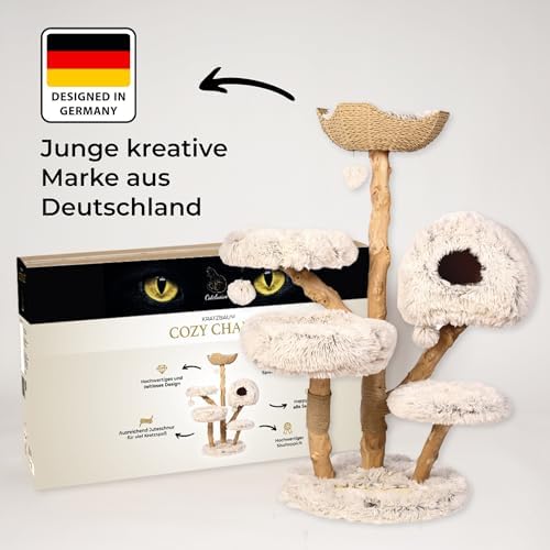 Catclusive® Kratzbaum „Cozy Chalêt“ – 128 cm Design-Katzenbaum aus Echtholz, handgefertigter Kletterbaum mit Sisal, Stabiler Premium-Kratzbaum, Unikat für große Katzen, ideal für Wohnung & Haus beige Amazon.de: Haustier – Bild 8