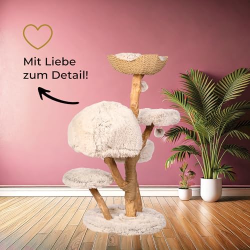 Catclusive® Kratzbaum „Cozy Chalêt“ – 128 cm Design-Katzenbaum aus Echtholz, handgefertigter Kletterbaum mit Sisal, Stabiler Premium-Kratzbaum, Unikat für große Katzen, ideal für Wohnung & Haus beige Amazon.de: Haustier – Bild 7
